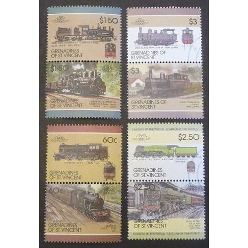 Saint-Vincent Grenadines Oblitéré Lot De 8 Timbres De 1984 Locomotives