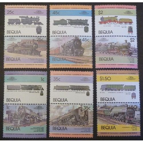 Saint-Vincent Bequia Neuf Lot De 12 Timbres De 1984 Locomotives