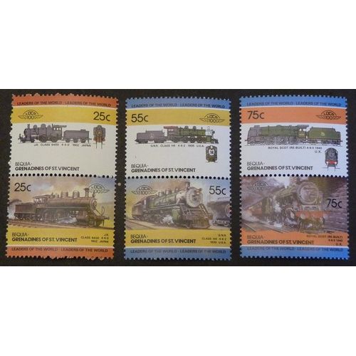 Saint-Vincent Bequia Neuf Lot De 6 Timbres De 1984 Locomotives