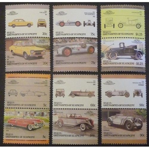 Saint-Vincent Bequia Neuf Lot De 12 Timbres De 1985 Automobiles
