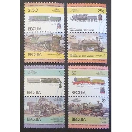 Saint-Vincent Bequia Oblitéré Lot De 8 Timbres De 1984 Locomotives