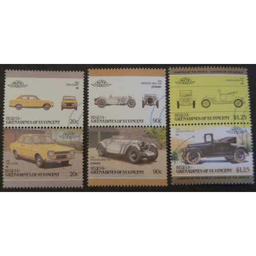 Saint-Vincent Bequia Oblitéré Lot De 6 Timbres De 1985 Automobiles