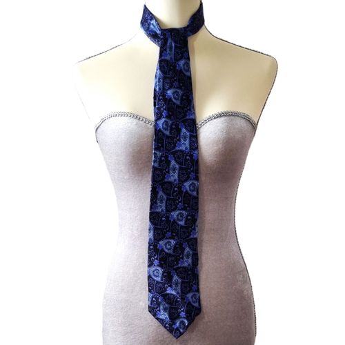 Cravate Rochas Soie Bleue Avec Motifs