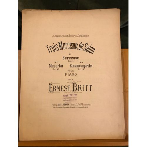 Ernest Britt Berceuse Pour Piano Partition Éditions Naus & Romain
