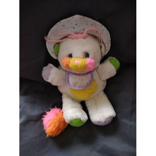 Doudou Peluche Popples Blanc Bébé Bavoir Hochet Mattel Vintage 1987
