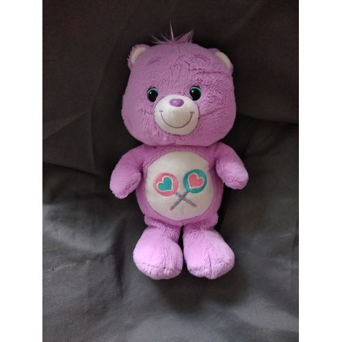 Doudou Peluche Bisounours Groscadeau Violet Sucettes Care Bears Hasbro 2012