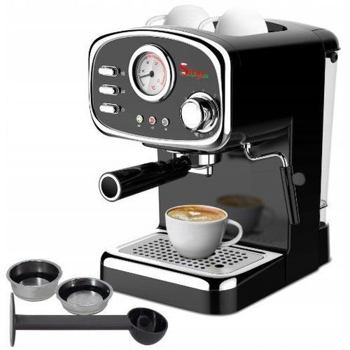 Machine à espresso et Cappuccino Design rétro - 1100W - 3 filtres - Pompe 15 bar [MADE IN ITALY] - Réservoir d'eau amovible 1,2 L