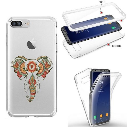 Coque Iphone 7 8 Integrale Elephant Henne Mandala Ethnique Fleur Transparent