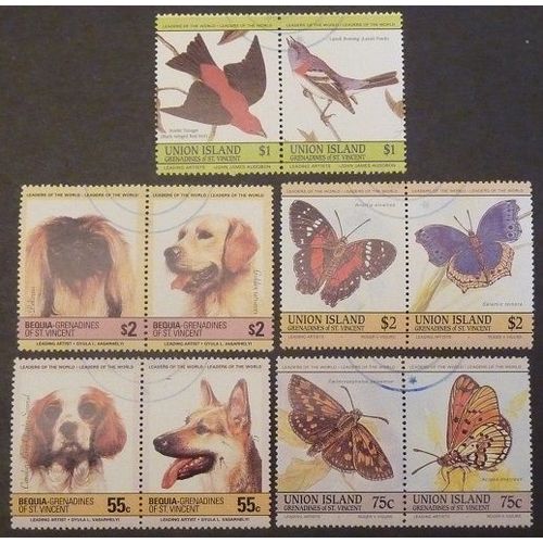 Saint-Vincent Union Oblitéré Lot De 10 Timbres De 1984 Animaux