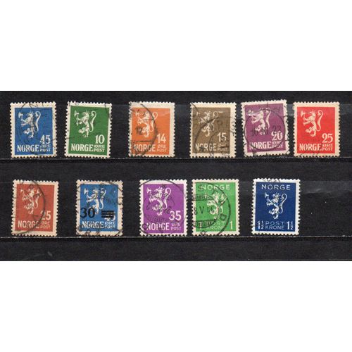Norvège- Lot De 11 Timbres Oblitérés- Héraldique- Lion
