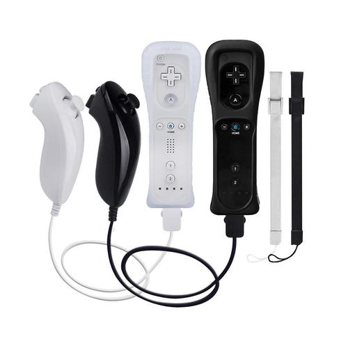 Lot De 2 Qumox Paire Manette Remote Avec Nunchuck Contrôleur Wii Avec Nunchuk Télécommande Wii Contrôleur De Remplacement Compatible Pour Wii