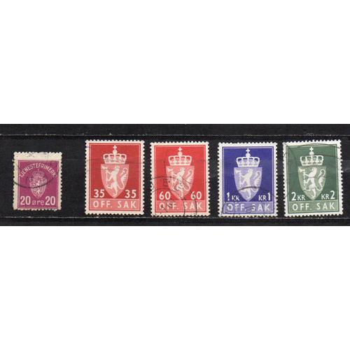 Norvège- Lot De 5 Timbres De Service Oblitérés- N°S4, S74, S81 , S87, S88