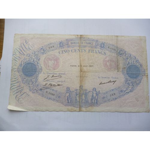 500 Fr Bleu &rose De Paris, Du 11/Avril/ 1927