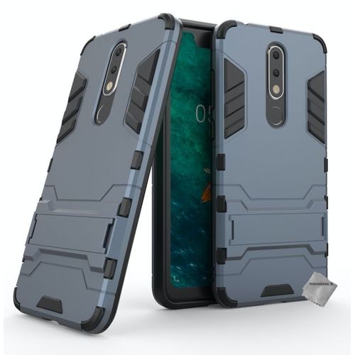 Housse Etui Coque Rigide Anti Choc Pour Nokia 5.1 Plus (2019) + Verre Trempe - Bleu Fonce