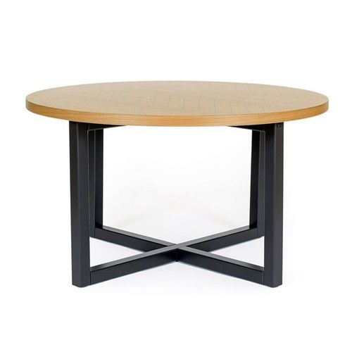 Paris Prix - Table Basse Ronde "Camden" 80cm Chêne & Noir