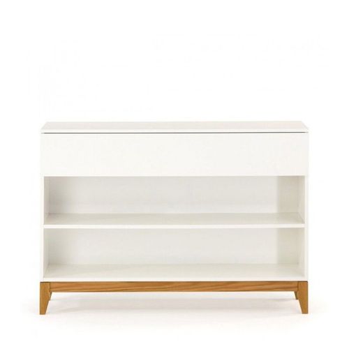 Paris Prix - Console 2 Niches & 1 Tiroir "Blanco" 120cm Blanc