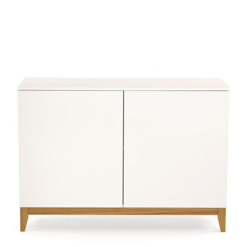 Paris Prix - Buffet 2 Portes "Blanco" 120cm Blanc & Chêne