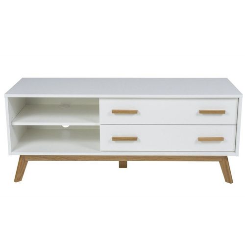 Paris Prix - Meuble Tv Design "Kensal" 130cm Chêne & Blanc