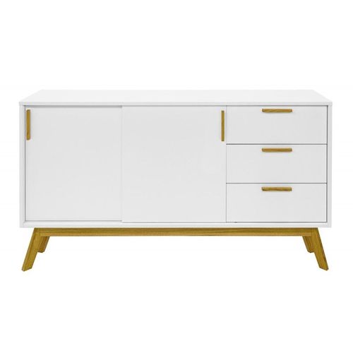 Paris Prix - Buffet 3 Tiroirs & 2 Portes "Kensal" 149cm Chêne & Blanc