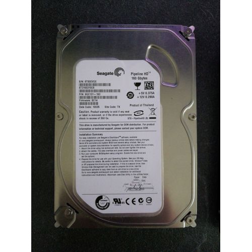 Seagate Pipeline HD ST3160310CS - Disque dur - 160 Go - interne - 3.5" - SATA 3Gb/s - mémoire tampon : 8 Mo