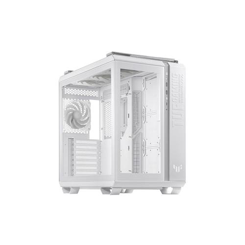 Boîtier Moyen Tour TUF Gaming GT502 Plus Blanc avec panneau latéral et façade en verre trempé et 4 ventilateurs 120 mm