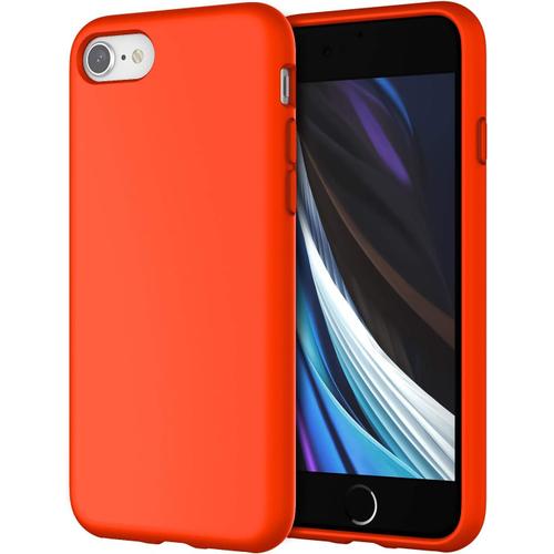 Coque Silicone Pour Iphone Se 3/2 Modèle 2022/2020 , Iphone 8/7, Protection Complète Du Corps Au Toucher Soyeux, Doublure Douce En Tissu Microfibre Orange Curcuma