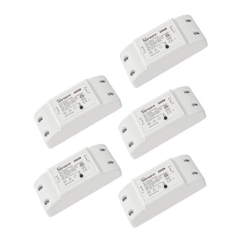 BASIC R2 Interrupteur Connecté WiFi, Commutateur Intelligent Compatible avec Alexa/Google Home, 10A/2200W, Contrôle à Distance, Commande Vocale, Fonction de Temps, Aucun Hub Requis (5 PACK) MNS