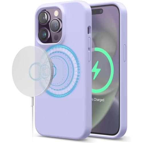 Coque Silicone Magnétique Compatible Avec Iphone 14 Pro Étui 6.1"" Compatible Avec Magsafe Aimants Intégrés Silicone Liquide Premium Housse Etui De Protection Mauve