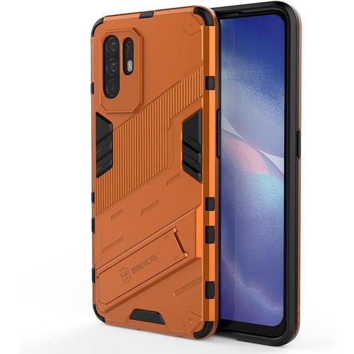 Coque Pour Oppo A94 5g Double Couche Renforcée Défense Tpu Silicone Antichoc Armure Protection Housse Étui Avec Invisible Bracket Et Support Pour Oppo A94 5g Orange