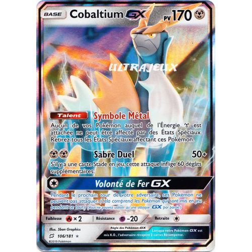 Pokémon - 106/181 - Cobaltium Gx - Sl9 - Soleil Et Lune - Duo De Choc - Ultra Rare