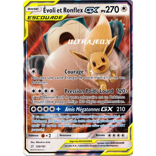 Pokémon - 120/181 - Evoli Et Ronflex Gx - Sl9 - Soleil Et Lune - Duo De Choc - Ultra Rare