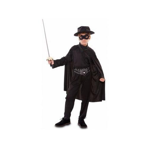 Deguisement Zorro Enfant 7-9 Ans (Epee Non Incluse) - Costume Cavalier Noir, Heros Masque
