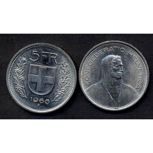 Pièce Monnaie Suisse - 5 Francs - 1968 B - Fr. Helvetica