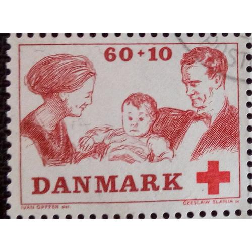 Timbre Danenark Yt 498 Croix Rouge 1969