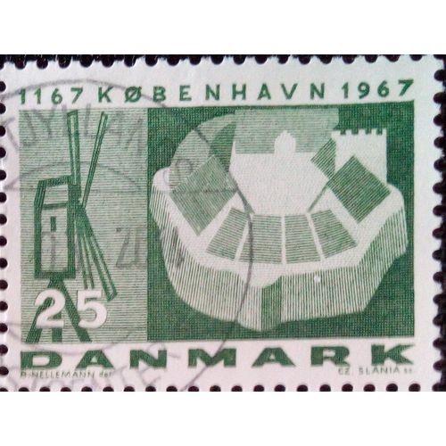 Timbre Danenark Yt 458 Fortification De Copenhague Et Moulin À Vent . 1967