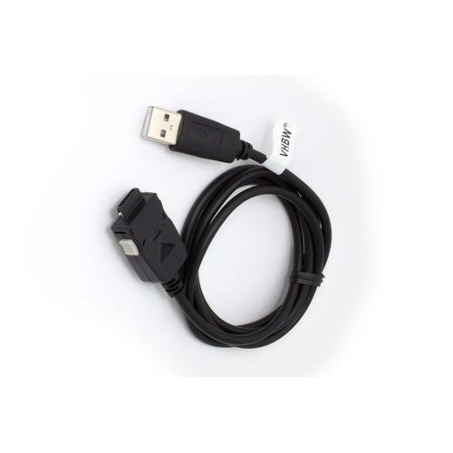 vhbw câble de données USB pour Samsung SGH D500, SGH D500e, SGH D508, SGH D600, SGH E340, SGH E350, SGH E350e, SGH E358 téléphone portable noir 100cm