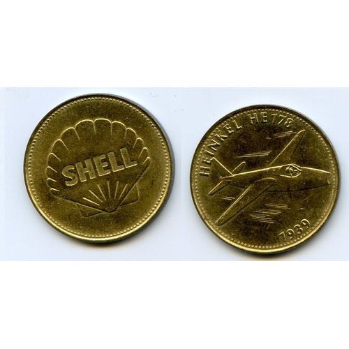 Jeton De Collection Shell = Série Épopée De L'espace = Heinkel H E 178 , 1939