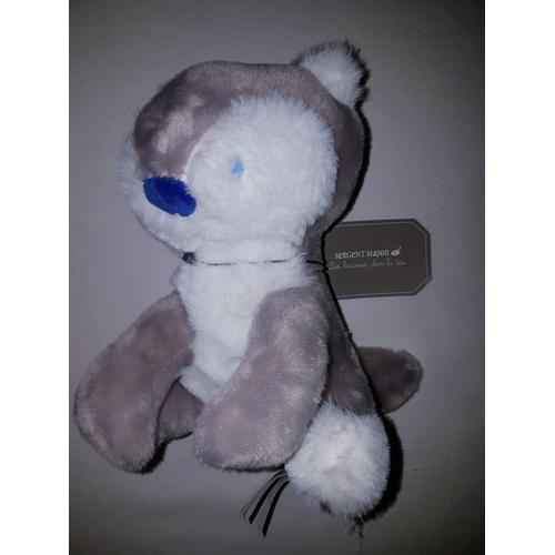 Doudou Loup Sergent Major Gris Blanc Bébé Naissance Peluche Éveil Enfant Jouet Soft Toys