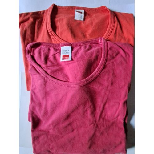 Lot De 2 Tee-Shirts Mixte Taille 7 :Xxl Marque Influx 95 % Coton 5% Elasthane Rouge Et Orange