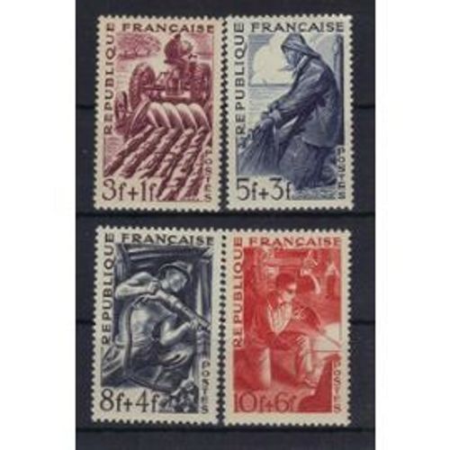 France 1949 : Métiers : Agriculteur / Marin-Pêcheur / Mineur / Métallurgiste - Série Entière De 4 Timbres Non Obliterés