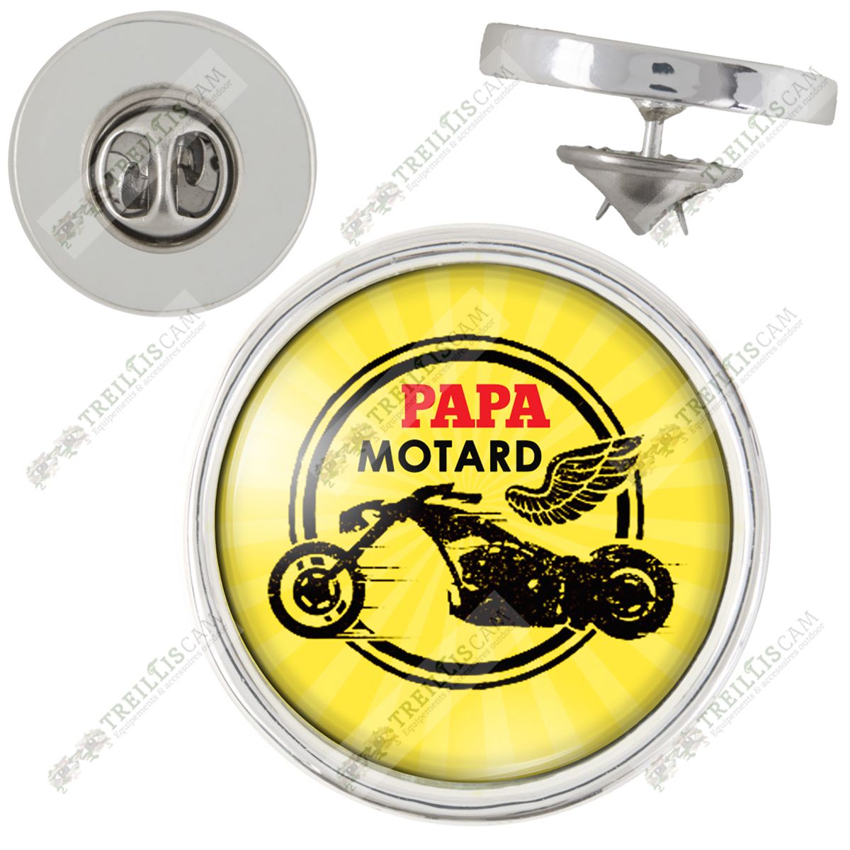 Pin S Papa Motard Moto Ailee Fond Jaune Idee Cadeau Fetes Des Peres Anniversaire Pins Bouton Epinglette Rakuten