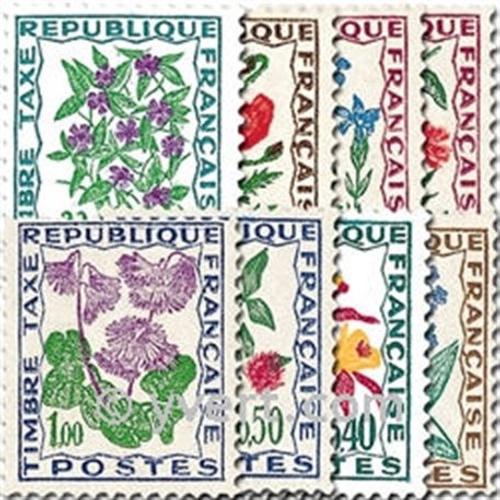 Fleurs Des Champs Série Complète Année 1964 Timbres Taxe N° 95 96 97 98 99 100 101 102 Yvert Et Tellier Luxe