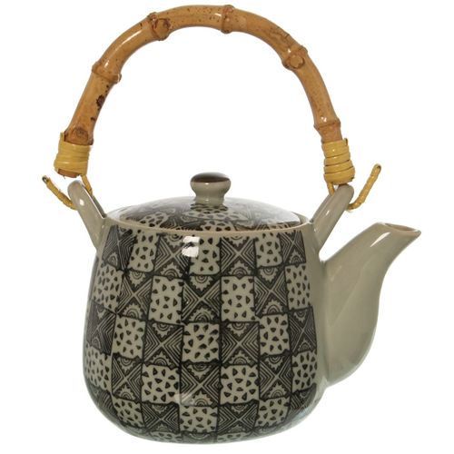 Petite Théière En Céramique Grise Avec Son Infuseur En Acier 0.4