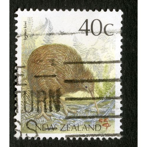 Timbre Oblitéré New Zealand, Brown Kiwi, 40 C
