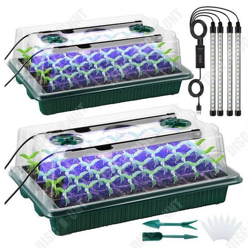 Td 2 Piece Greenhouse Nursery Box Kit 80 Holes Green Hand Tools Nursery Light Kit Mini Greenhouse Sprouting Box Seed Culture Boxes