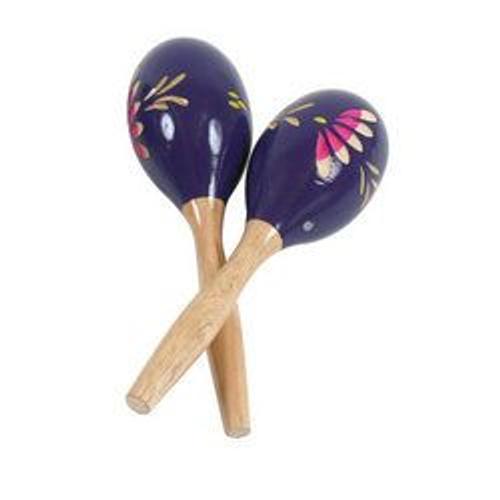 1413 - Maracas En Bois Peint - 20 Cm