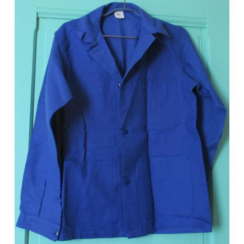 Veste Épaisse Bleue - 100° Coton - Vêtements De Travail Le Coq À Bordeaux - Taille 42 - Manches Longues Boutonnées- 2 Poches Devant+1 Poche Poitrine- Jamais Portée Depuis 40ans