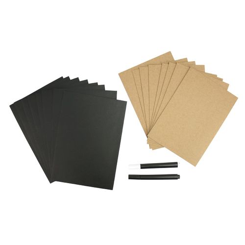 Carte Kraft + Enveloppe Noire 8 Pièces + 2 Marqueurs
