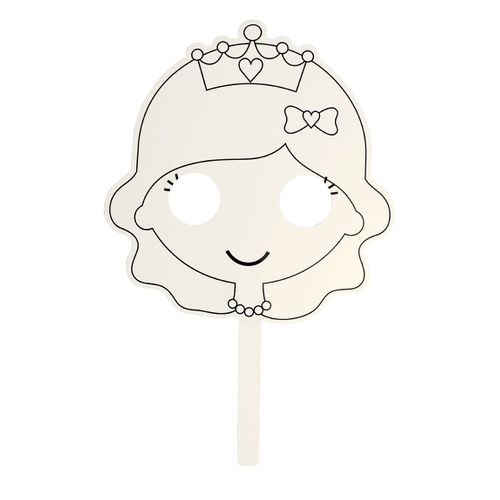 Masque Enfant Princesse À Décorer Batonnet Inclus X 4 Pièces