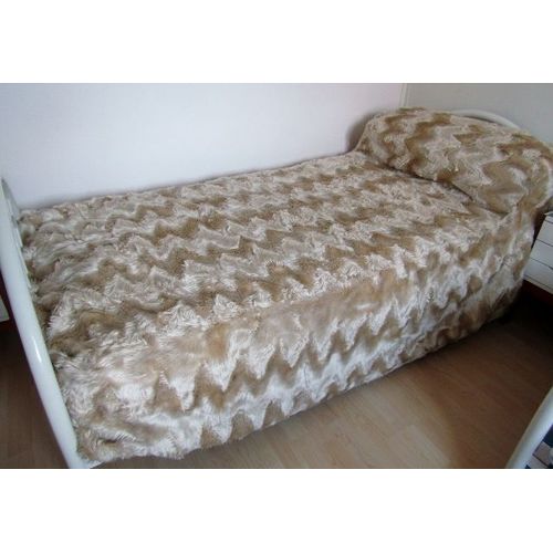 Couvre-Lit Imitation Fourrure Beige Vintage 90 X 190